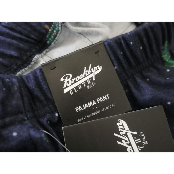 Brooklyn Cloth Men’s Christmas Pajama Pants Size L Navy Blue Tree Print Pants - Picture 12 of 13